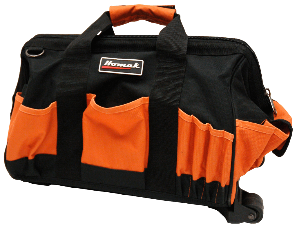 orange and black cloth rolling tool bag