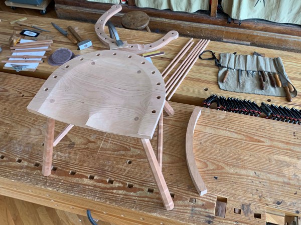 parts of a stick chair in cherry