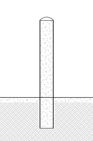 A diagram of installing a steel pipe bollard into existing concrete