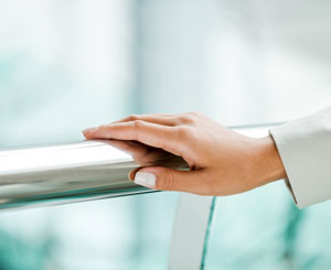 Fingerprints on stainless steel railing