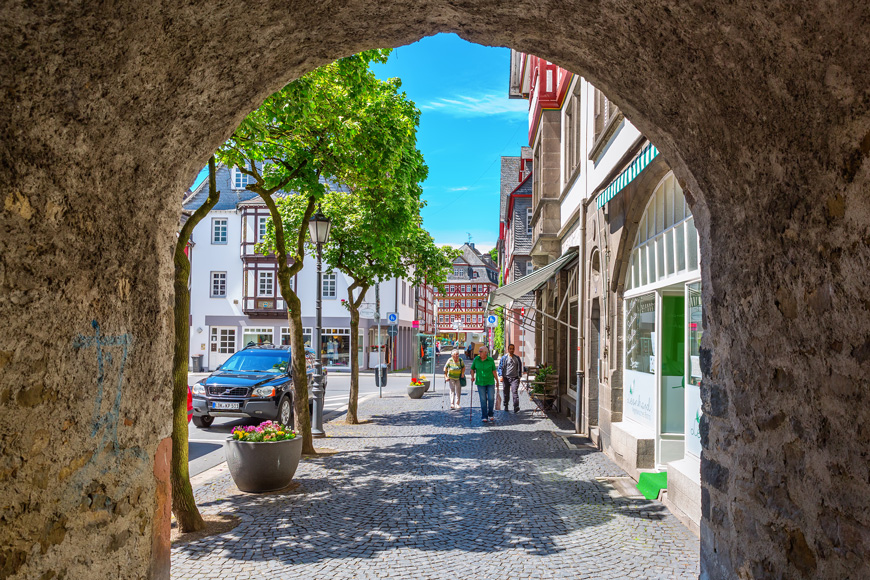 A vibrant shopping street